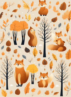 Renards espiègles dans les feuilles d'automne